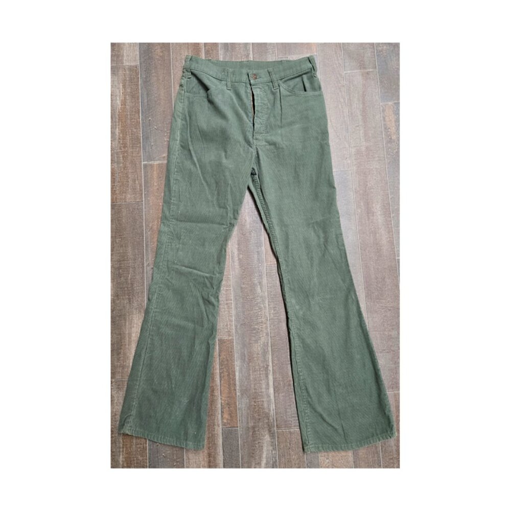 STYLISH LEVI'S GREEN CORDUROY FLARED JEANS 32X32 WIDE LEG HIPSTER JEANS - Picture 3 of 7
